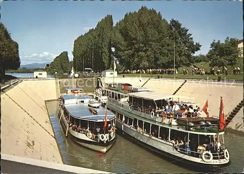 Motorboote Basel Schleuse Augst Kat. Schiffe