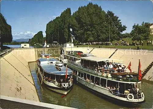Motorboote Schleuse Augst Basel Kat. Schiffe