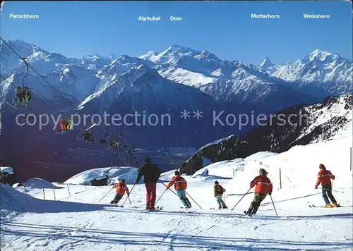 Skifahren Skiarena Riederalp Sessellift Moosfluh Wallis Kat. Sport