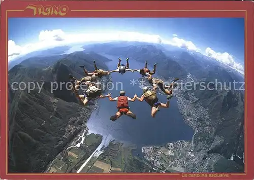 Fallschirmspringen Achterstern Magadinoebene Ticino  Kat. Flug
