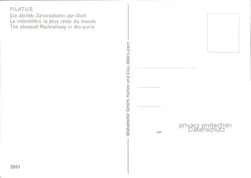 Zahnradbahn Pilatus  Kat. Bergbahn