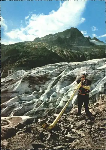 Alphorn Alphornblaeser Rhonegletscher  Kat. Musik