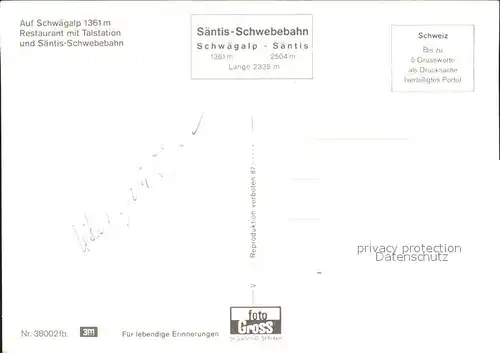Seilbahn Saentis Schwaegalp Restaurant Talstation Kat. Bahnen