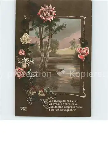 Verlag FURIA Nr. 632 4 Rosen Gedicht Boot Kat. Verlage