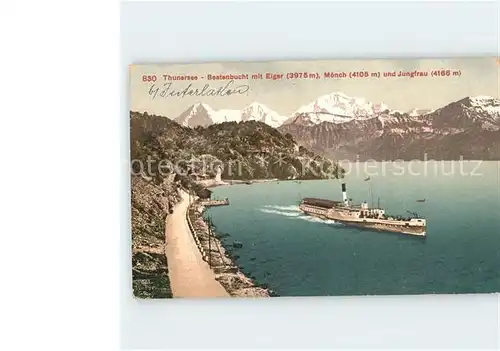 Dampfer Seitenrad Thunersee Beatenbucht Eiger Moench Jungfrau Kat. Schiffe