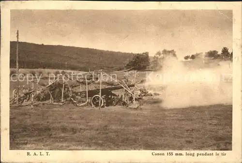 Frankreich WK1 Belfort Canon 155mm long pendant le tir Maschinengewehr  / Militaria WK1 /