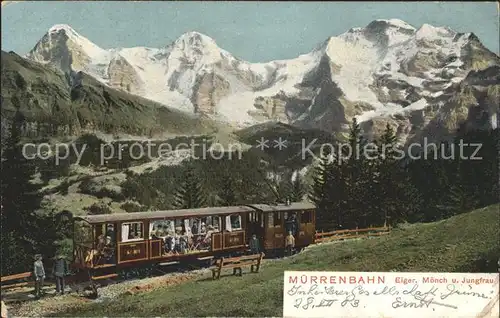 Muerrenbahn mit Eiger Moench und Junfrau / Eisenbahn /