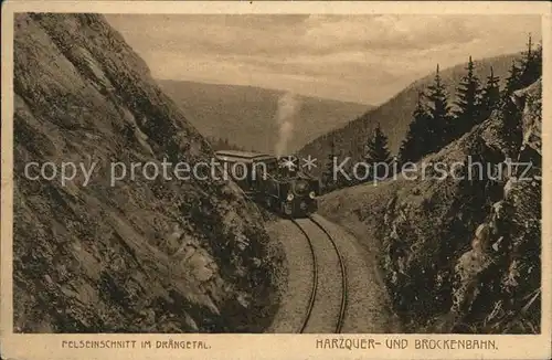 Brockenbahn Felseinschnitt Draengetal Harzquerbahn Kat. Bergbahn