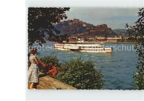 Dampfer Seitenrad Koblenz Feste Ehrenbreitstein  Kat. Schiffe