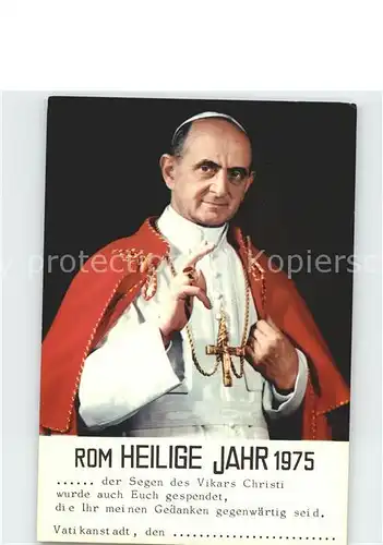 Papst Paulus PP. VI. Heiliges Jahr  Kat. Religion