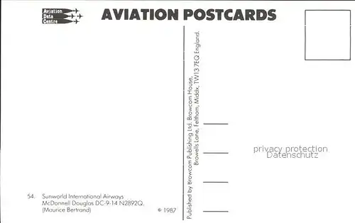 flugzeuge zivil Sunworld International Airways McDonnel Douglas DC 9 14 N2892 Q Maurice Bertrand Kat. Airplanes Avions