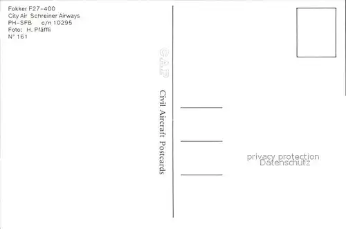Flugzeuge zivil Fokker F27 400 Cit Air Schreiner Airways Kat. Airplanes Avions