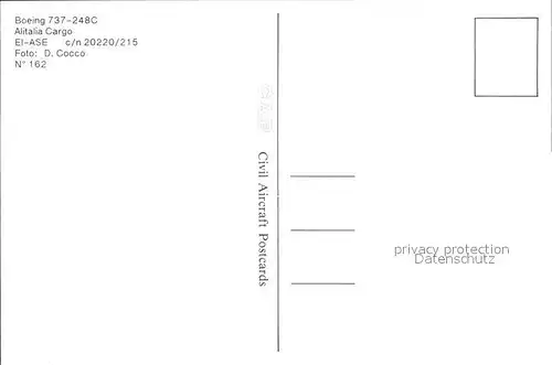 Flugzeuge zivil Boeing 737 248C Alitatilia Cargo Kat. Airplanes Avions