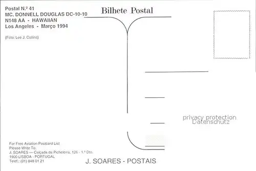 Flugzeuge zivil MC. Donnell Douglas DC 10 10 N148 AA Hawaiian Kat. Airplanes Avions