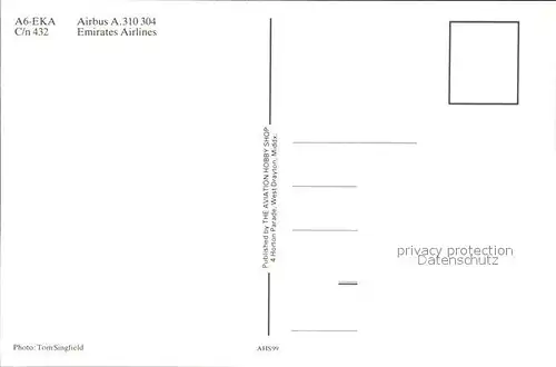 Flugzeuge zivil Emirates Airlines A6 EKA Airbus A. 310 304 Kat. Airplanes Avions