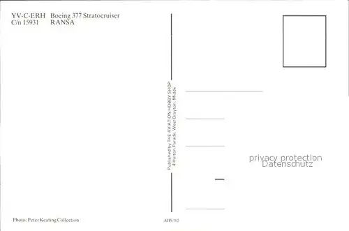 Flugzeuge zivil Ransa YV C ERH Boeing 377 Stratocruiser Kat. Airplanes Avions