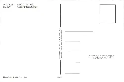 Flugzeuge zivil Autair International G AVOE BAC 1 11 416 EK Kat. Airplanes Avions