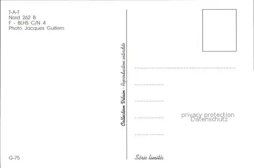 Flugzeuge zivil TAT Nord 262 B F BLHS Kat. Airplanes Avions