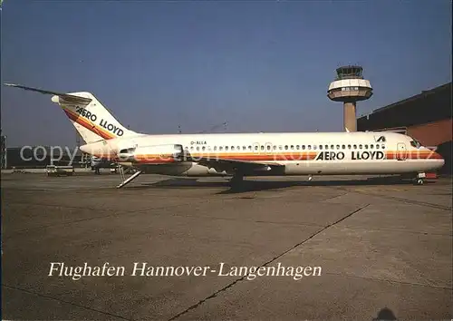 Flugzeuge zivil Hannover Langenhagen Aero LLoyd Douglas DC 9 Kat. Airplanes Avions