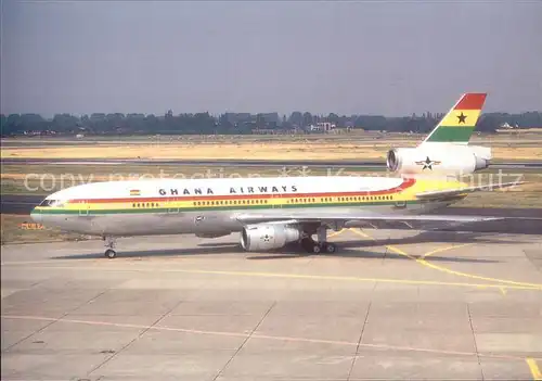 Flugzeuge zivil Ghana Airways MC Donnel Douglas DC 10 30 9G ANA Duesseldorf Kat. Airplanes Avions