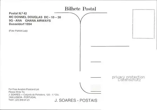 Flugzeuge zivil Ghana Airways MC Donnel Douglas DC 10 30 9G ANA Duesseldorf Kat. Airplanes Avions