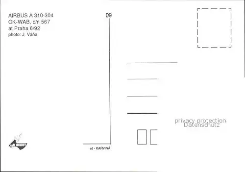 Flugzeuge zivil CSA Airbus A 310 304 OK WAB c n 567 Praha Kat. Airplanes Avions