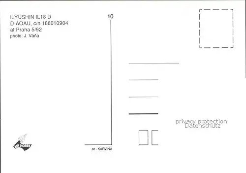 Flugzeuge zivil Berline Ilyushin IL 18 D D AOAu c n  Praha Kat. Airplanes Avions