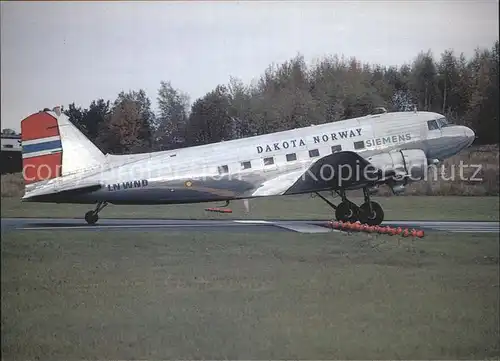 Flugzeuge zivil Dakota Norway DC3C LN WND c n 11750 Linkoeping Kat. Airplanes Avions