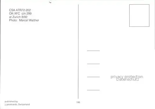 Flugzeuge zivil CSA ATR72 202 OK XFC c n 299 Zuerich Kat. Airplanes Avions
