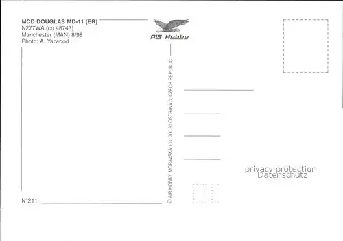 Flugzeuge zivil Monarch MCD Douglas MD 11 (ER) N277WA (cn 48743) Manchester Kat. Airplanes Avions