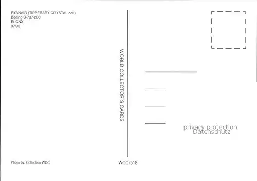 Flugzeuge zivil Ryanaif Tipperary Crystal Boeing B 737 200 EI CNX Kat. Airplanes Avions