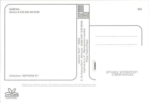 Flugzeuge Zivil Sabena Airbus A 310 200 00 SCB  Kat. Airplanes Avions