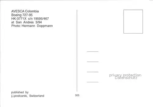 Flugzeuge Zivil Avesca Colombia Boeing 727 95 HK 3771X c n 19595 467 Kat. Airplanes Avions