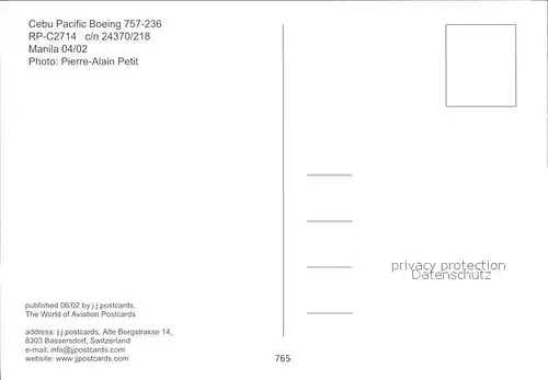 Flugzeuge Zivil Cebu Pacific Boeing 757 236 RP C2714 c n 24370 218 Kat. Airplanes Avions
