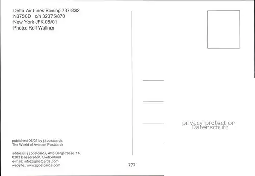 Flugzeuge Zivil Delta Air Lines Boeing 737 832 N3750D c n 32375 870 Kat. Airplanes Avions