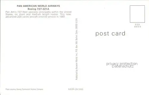 Flugzeuge Zivil PAN American World Airways Boeing 737 221A N363PA Kat. Airplanes Avions