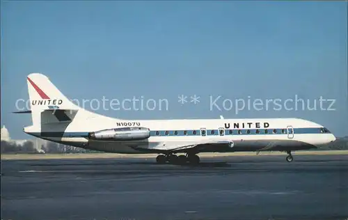 Flugzeuge Zivil United Airlines Sud Aviation Caravelle 6R N1007 U c n 92 Kat. Airplanes Avions