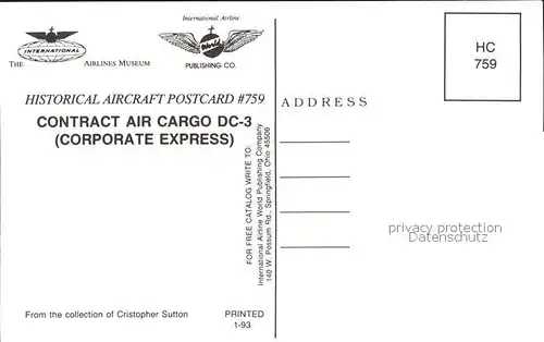 Flugzeuge Zivil Contract Air Cargo DC 3 N683LS Kat. Airplanes Avions