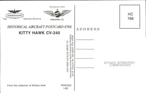 Flugzeuge Zivil Kitty Hawk CV 240 N450GA Kat. Airplanes Avions