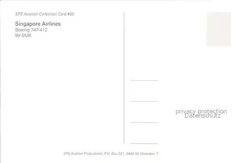 Flugzeuge Zivil Singapore Airlines Boeing 747 412 9V SMK Kat. Airplanes Avions