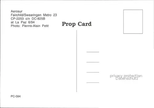 Flugzeuge Zivil Aerosur Fairchild Swearingen Metro 23 CP 2253 c n DC 825B  Kat. Airplanes Avions