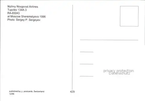 Flugzeuge Zivil Nizhny Novgorod Airlines Tupolev 134A 3 RA 65043  Kat. Airplanes Avions