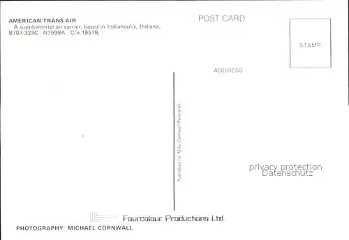 Flugzeuge Zivil American Trans Air B707 323C N7599A C n 19519 Kat. Airplanes Avions