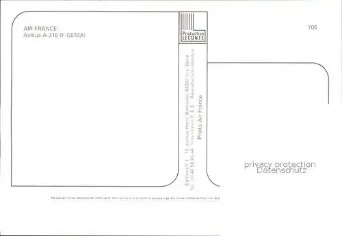 Flugzeuge Zivil Air France Airbus A 310 F GEMA Kat. Airplanes Avions
