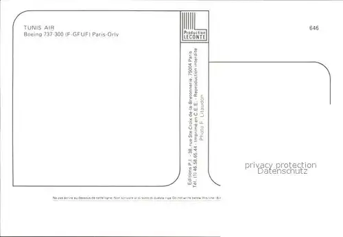 Flugzeuge Zivil Tunis Air Boeing 737 300 F GFUF  Kat. Airplanes Avions