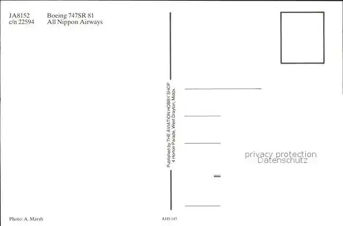 Flugzeuge Zivil All Nippon Airways Boeing 747SR 81 JA8152 c n 22594 Kat. Airplanes Avions