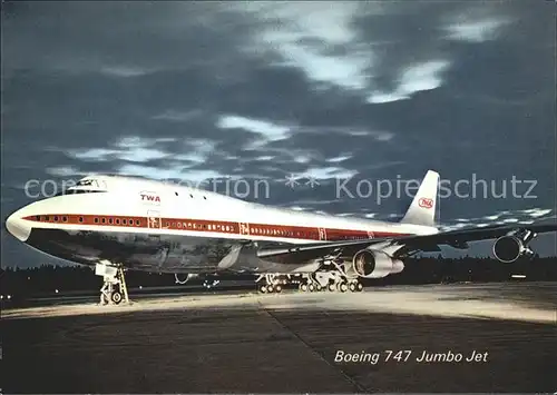 Flugzeuge Zivil TWA Boeing 747 Jumbo Jet Kat. Airplanes Avions