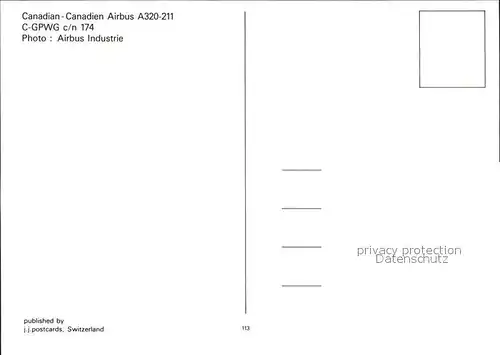 Flugzeuge Zivil Canadian Airbus A320 211 C GPWG c n 174 Kat. Airplanes Avions