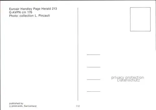 Flugzeuge Zivil Euroair Handley Page Herald 213 G AVPN c n 176 Kat. Airplanes Avions