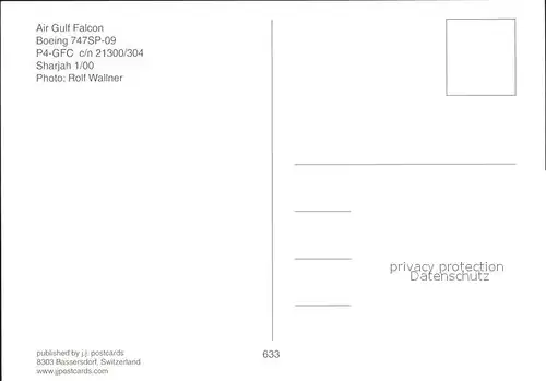 Flugzeuge Zivil Air Gulf Falcon Boeing 747SP 09 P4 GFC c n 21300 304 Kat. Airplanes Avions